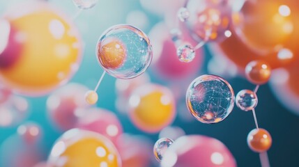 Poster - A cluster of bubbles suspended in mid-air, free from any surface or object