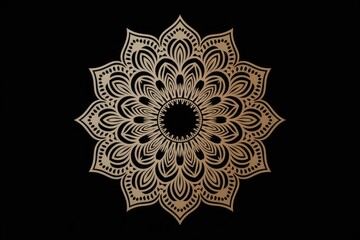 Poster - Intricate gold mandala design on a transparent background, showcasing symmetry and detailed patterns.