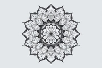 Poster - Intricate black and white mandala design, showcasing symmetrical floral patterns and detailed line art.