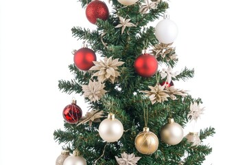 Aufkleber - A Christmas tree decorated with red and white ornaments
