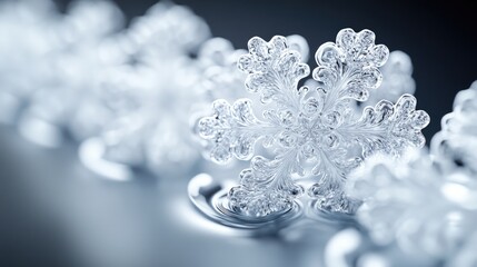 Poster - Delicate snowflakes sit on a table, perfect for winter-themed designs or illustrations