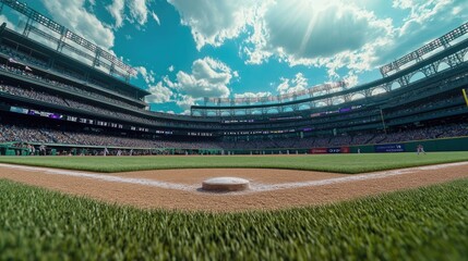 Poster - A baseball field with a ball in the middle, perfect for sports and outdoor activities