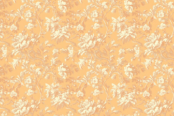 Poster - Floral Toile Tapestry Pattern. Vintage botanical wallpaper pattern. Background image. Created with Generative AI technology