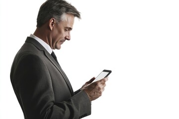 Poster - A professional-looking man checks his phone in a modern setting