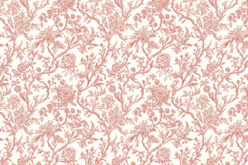 Poster - Floral Toile Tapestry Pattern. Vintage botanical wallpaper pattern. Background image. Created with Generative AI technology