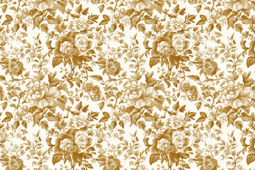 Poster - Floral Toile Tapestry Pattern. Vintage botanical wallpaper pattern. Background image. Created with Generative AI technology