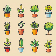 Wall Mural - set of plants