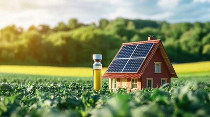 Poster - A compact home with a renewable energy source, suitable for illustrations or designs focused on eco-friendly living