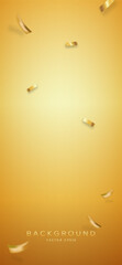 Wall Mural - gold gradient vertical background with shiny glitter party confetti, vector design