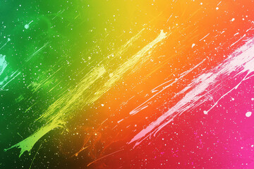 Poster - Dynamic abstract gradient background blending neon shades of green, orange, and pink for energetic design