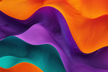 Poster - Vibrant abstract pattern with dynamic layers of orange, purple, and teal creating mesmerizing visual depth