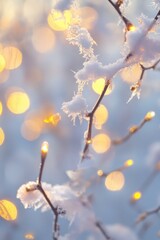 Poster - A close-up shot of a branch covered in snow, great for winter themed designs