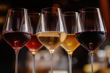 Poster - A row of wine glasses sitting on a table, perfect for a dinner party or special occasion