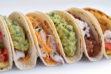 Poster - A plate of tacos with diverse toppings, ideal for food or culinary concept images