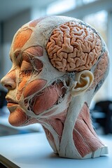 Poster - A detailed view of a human head model, ideal for medical or educational use