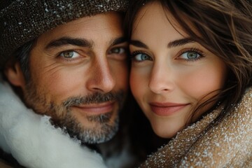 Poster - A pair of people embracing, captured in a tight frame
