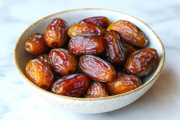 Poster - A bowl of fresh dates sitting on a table with a simple background