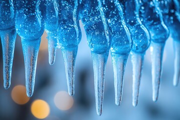 Poster - A cluster of icicles hangs from the ceiling, creating a winter wonderland scene