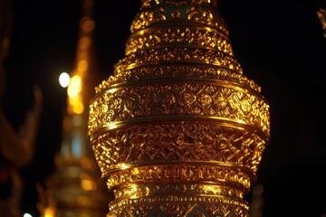 Poster - A golden lamp shining bright in a dark environment, perfect for scenes of mystery or adventure