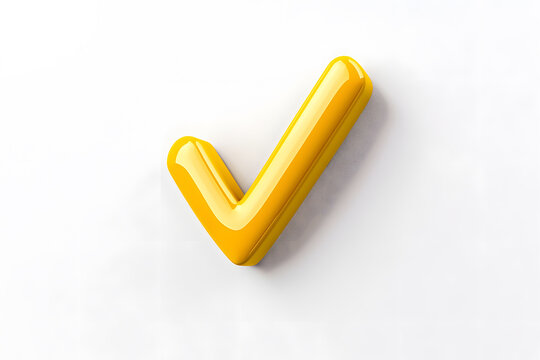 3d Golden check mark sign isolated on white background