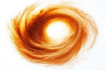Poster - A close-up shot of a spiral-shaped cloud of dust against a pure white background
