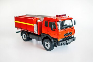 Poster - A toy fire truck sitting on a clean white surface, ready for play or display