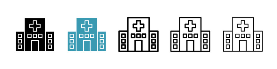 Wall Mural - Hospital vector icons pack in black and blue colors