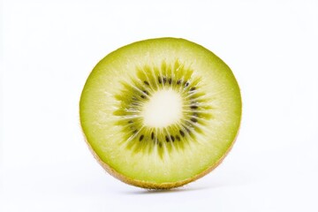 Poster - A kiwi cut in half on a white surface, ready for use or decoration