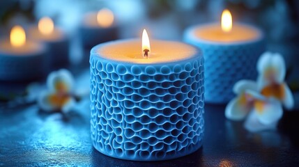 Poster - Group of lit candles placed on a table