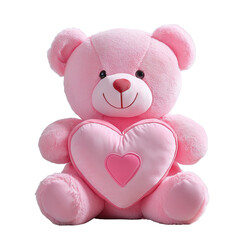 Poster - Pink Teddy Bear with Heart and Gift Box for Valentine’s Day