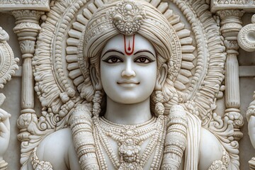 Poster - A detailed view of a female statue's facial features