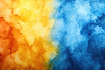 Poster - Watercolor painting of contrasting colors, blending together