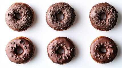 Poster - Chocolate Donuts on White Background Generative AI