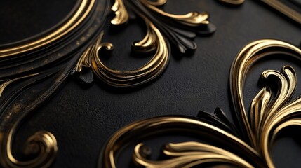 Poster - A close-up shot of a black and gold patterned wall, ideal for decorative or design use