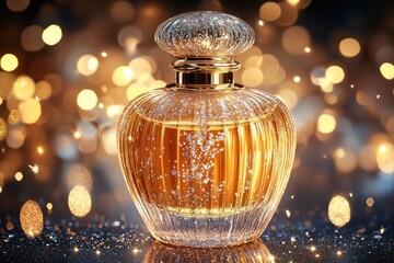 Poster - A bottle of perfume sits on a table, waiting to be used