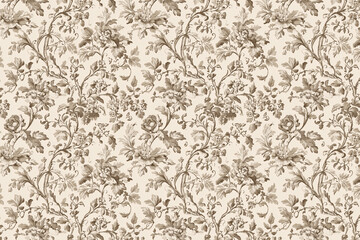 Poster - Floral Toile Tapestry Pattern. Vintage botanical wallpaper pattern. Background image. Created with Generative AI technology