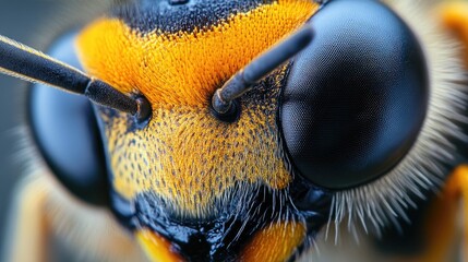 Poster - A close-up view of a bee's face with details on its features