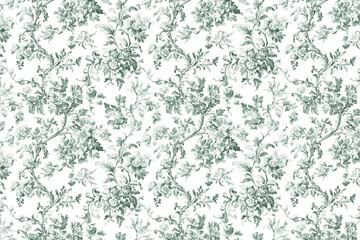 Poster - Floral Toile Tapestry Pattern. Vintage botanical wallpaper pattern. Background image. Created with Generative AI technology