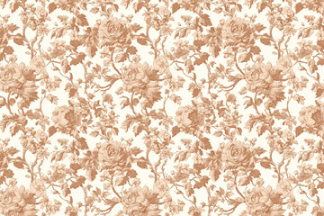 Poster - Floral Toile Tapestry Pattern. Vintage botanical wallpaper pattern. Background image. Created with Generative AI technology