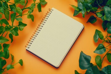 Poster - A simple notepad placed beside a small plant, great for a home or office setting