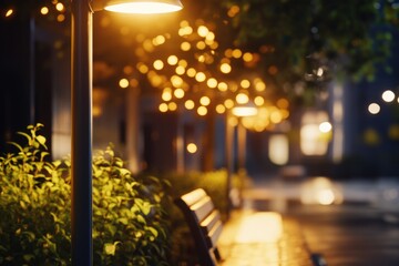 Poster - A wooden park bench situated next to a row of trees, perfect for relaxation or reading