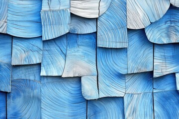 Poster - Close-up shot of a wooden wall painted blue, often used in interior design and DIY projects