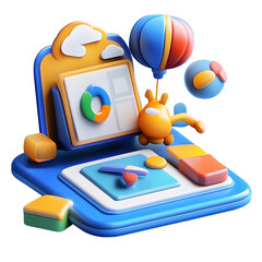 Poster - App based learning 3d cartoon style illustration