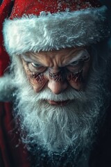 Poster - A close-up shot of a person wearing a Santa hat, suitable for use in holiday-themed contexts