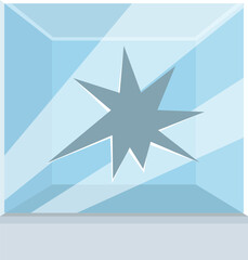 Aufkleber - Glass cube with star shaped crack, showcasing a light blue backdrop, symbolizes damage, fragility, and security breaches