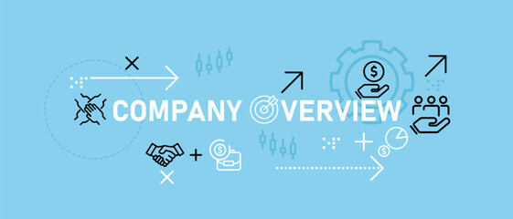 Poster - Company overview concept highlighting business introduction corporate strategy organizational planning work management and statistical analysis for strategic business development