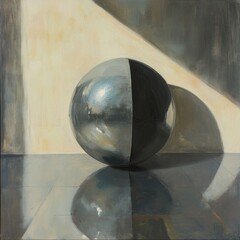 Aufkleber - A close-up view of a spherical object sitting on a tile floor