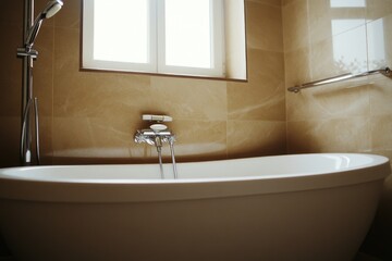 Aufkleber - A person taking a bath with a view of the outside world through the window