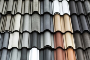 Aufkleber - A detailed view of a roof with various colors, suitable for architectural or design purposes