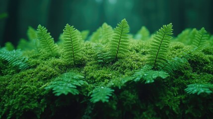 Aufkleber - A close-up shot of a lush green plant growing in the midst of a forest, ideal for using as a background or for nature-inspired designs